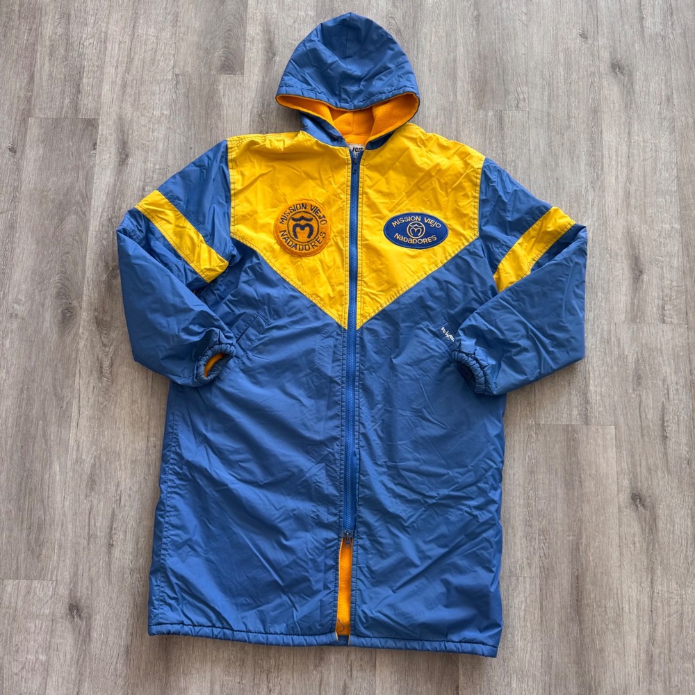 Vintage TruWest Mission Viejo Nadadores Swim Parka Blue Yellow Adult Medium